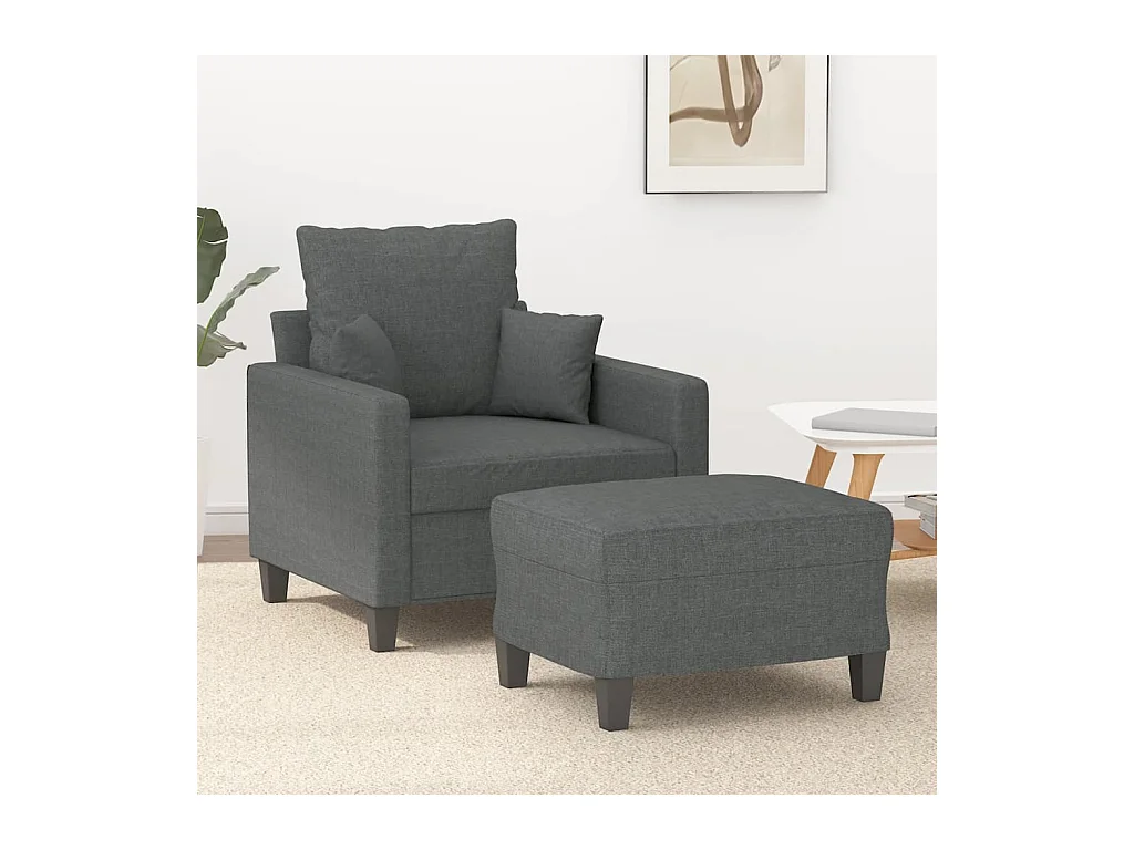 Fauteuil avec repose-pied Gris foncé 60 cm Tissu