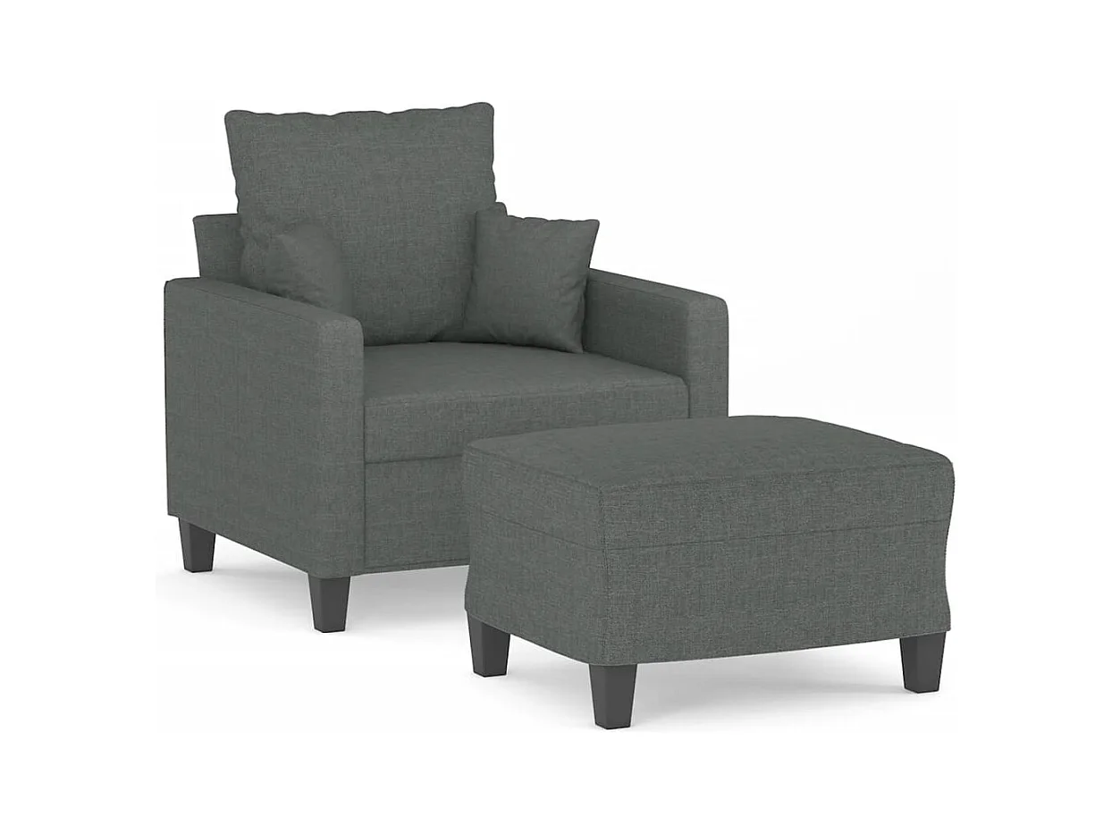 Fauteuil avec repose-pied Gris foncé 60 cm Tissu