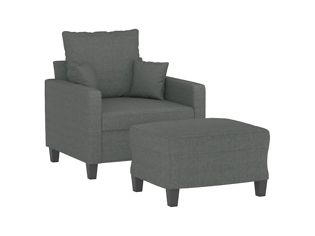 Fauteuil avec repose-pied Gris foncé 60 cm Tissu