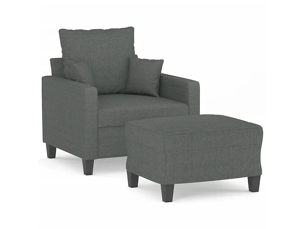 Fauteuil avec repose-pied Gris foncé 60 cm Tissu