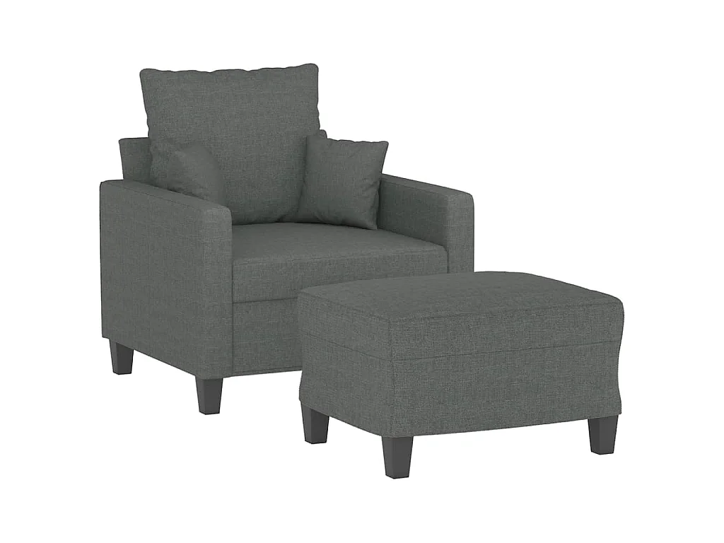 Fauteuil avec repose-pied Gris foncé 60 cm Tissu