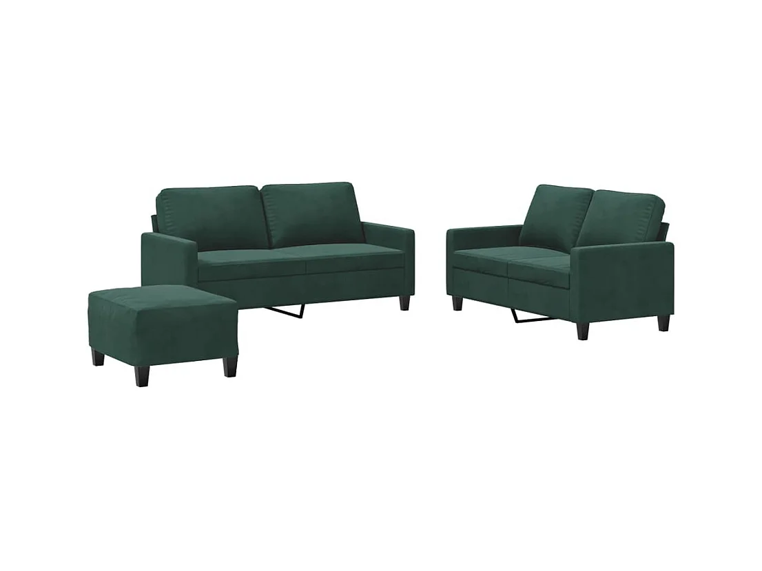 Conjunto de sofá de 3 piezas con cojines Terciopelo Verde Oscuro