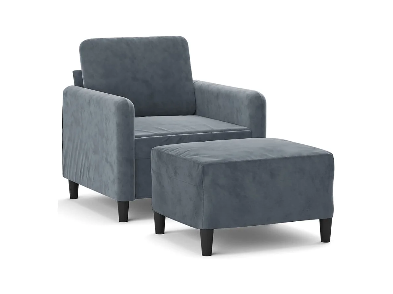 Fauteuil avec repose-pied Gris foncé 60 cm Velours