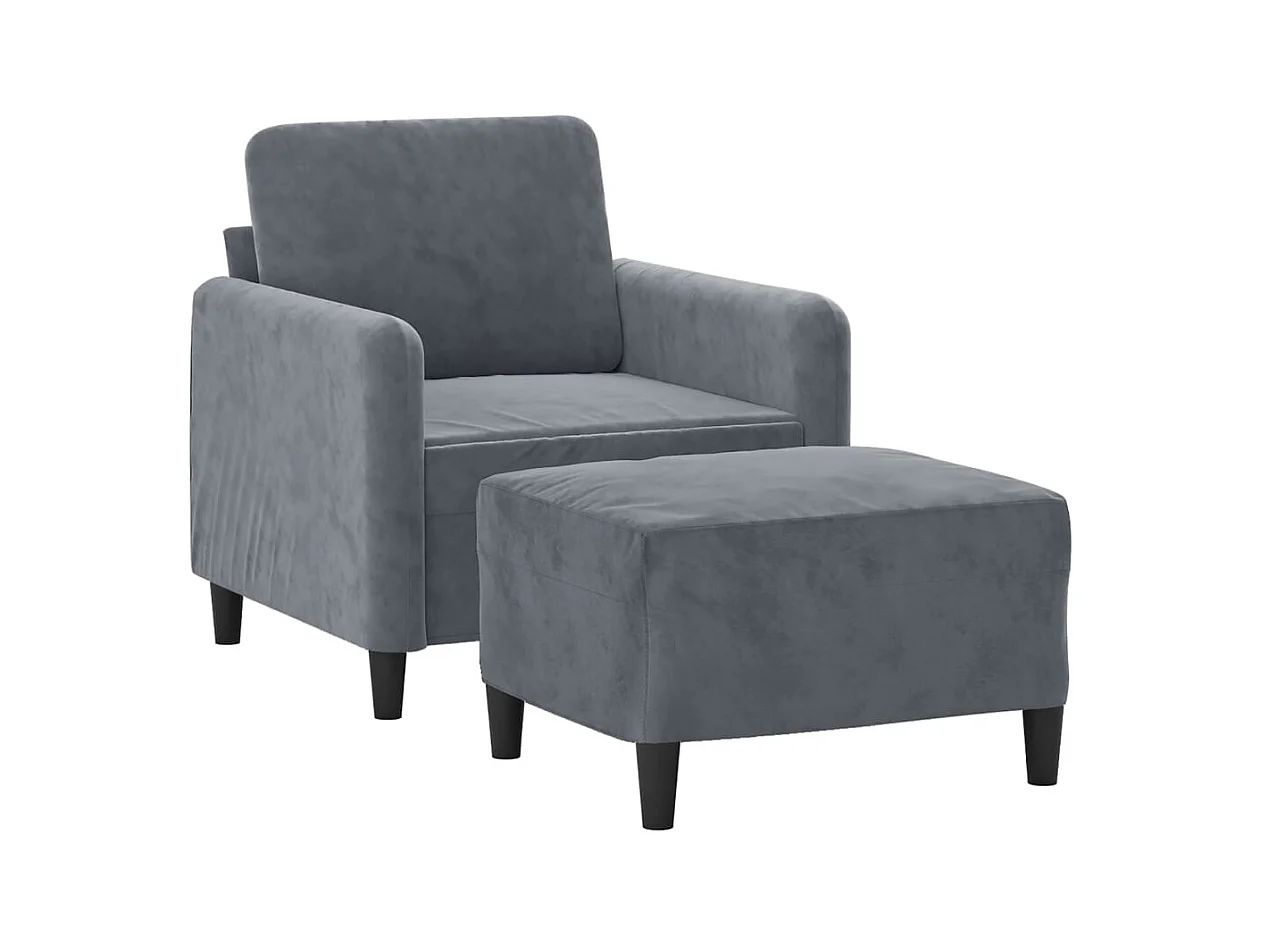 Fauteuil avec repose-pied Gris foncé 60 cm Velours