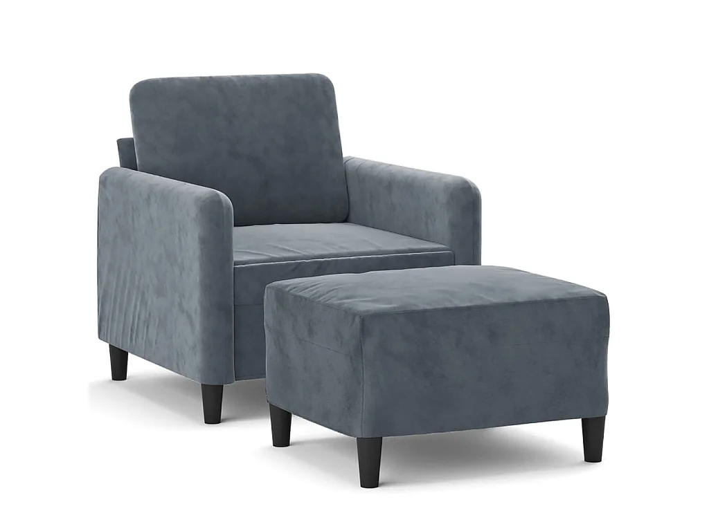 Fauteuil avec repose-pied Gris foncé 60 cm Velours