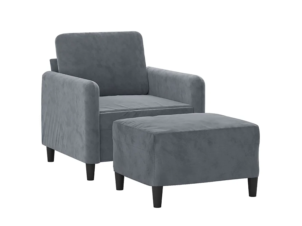 Fauteuil avec repose-pied Gris foncé 60 cm Velours