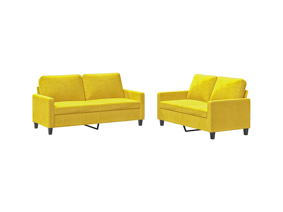2-teiliges Sofaset mit Kissen Yellow Velvet