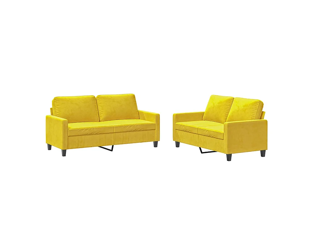 2-teiliges Sofaset mit Kissen Yellow Velvet