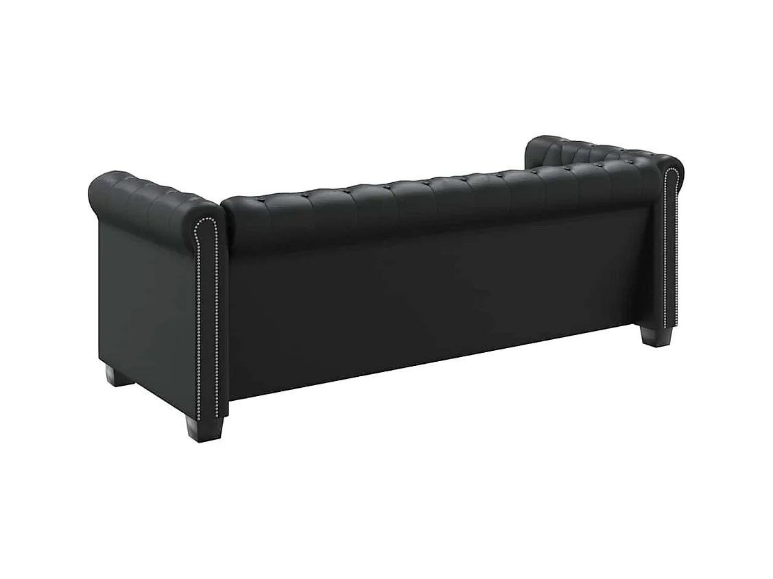 Divano Chesterfield a 3 posti in pelle sintetica nera