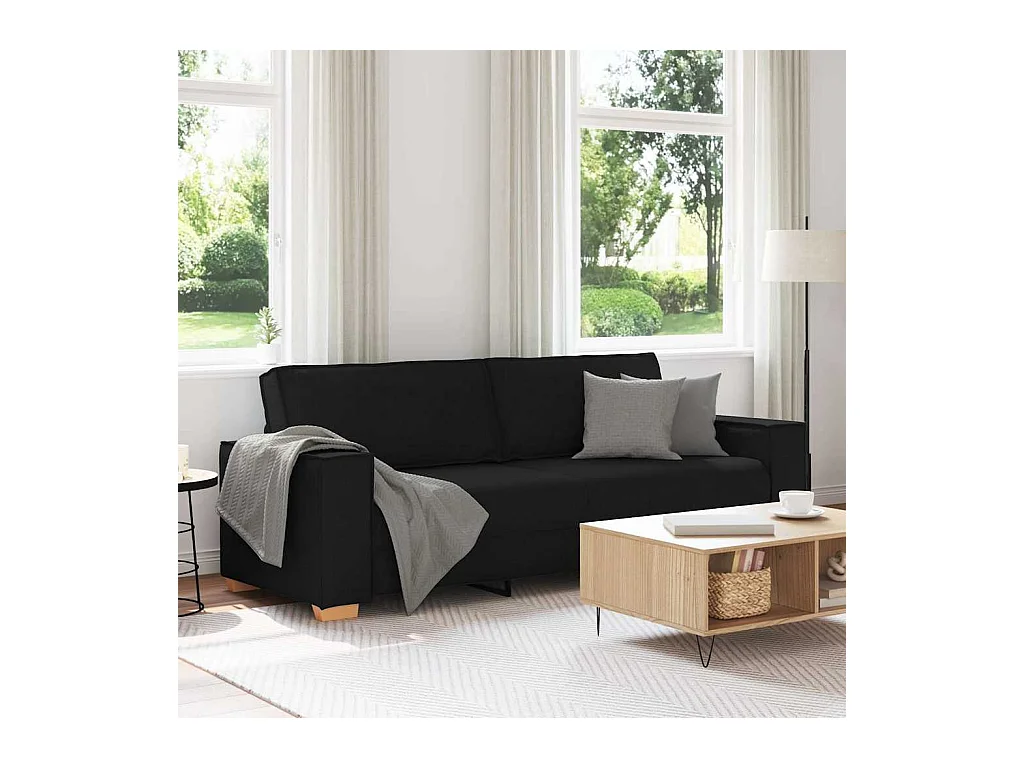 Divano 3 posti Nero 180 cm Tessuto