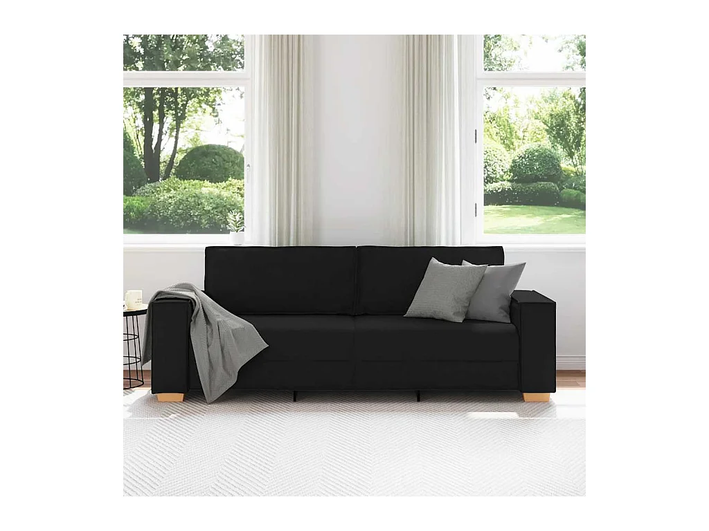 Divano 3 posti Nero 180 cm Tessuto