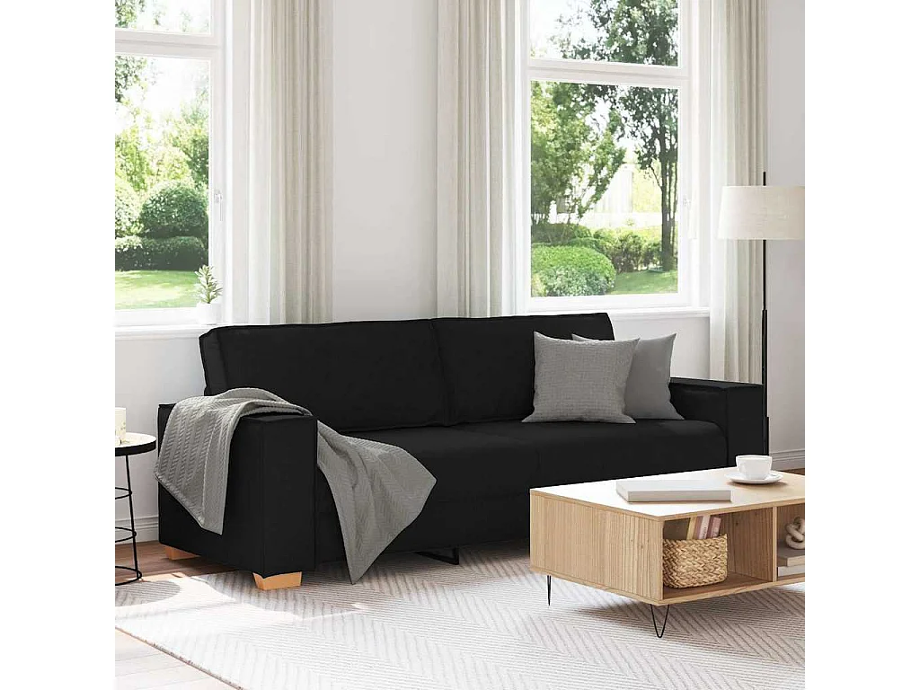 3-zitsbank Zwart 180 cm Stof