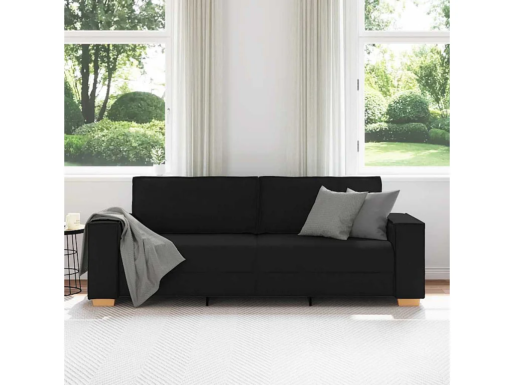 3-zitsbank Zwart 180 cm Stof