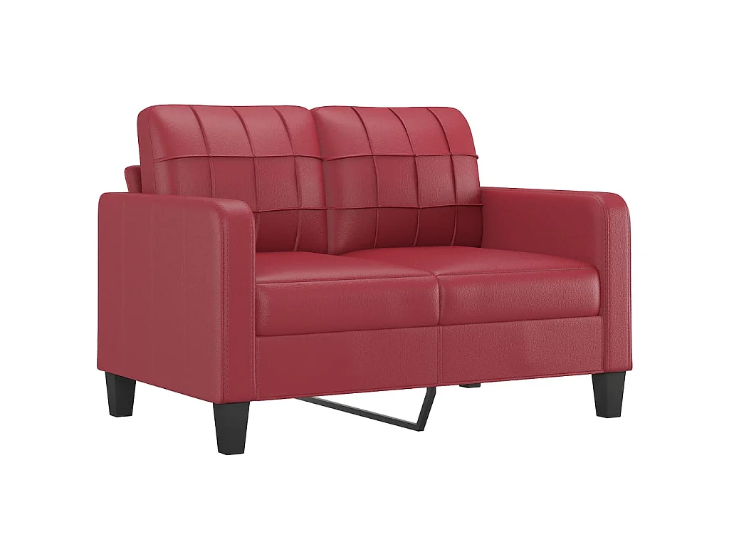 2-teiliges Sofaset mit Kissen Burgunderrot Kunstleder
