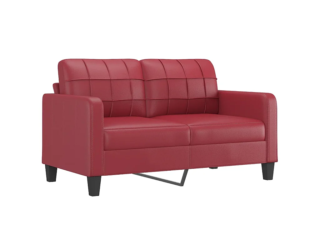 2-teiliges Sofaset mit Kissen Burgunderrot Kunstleder