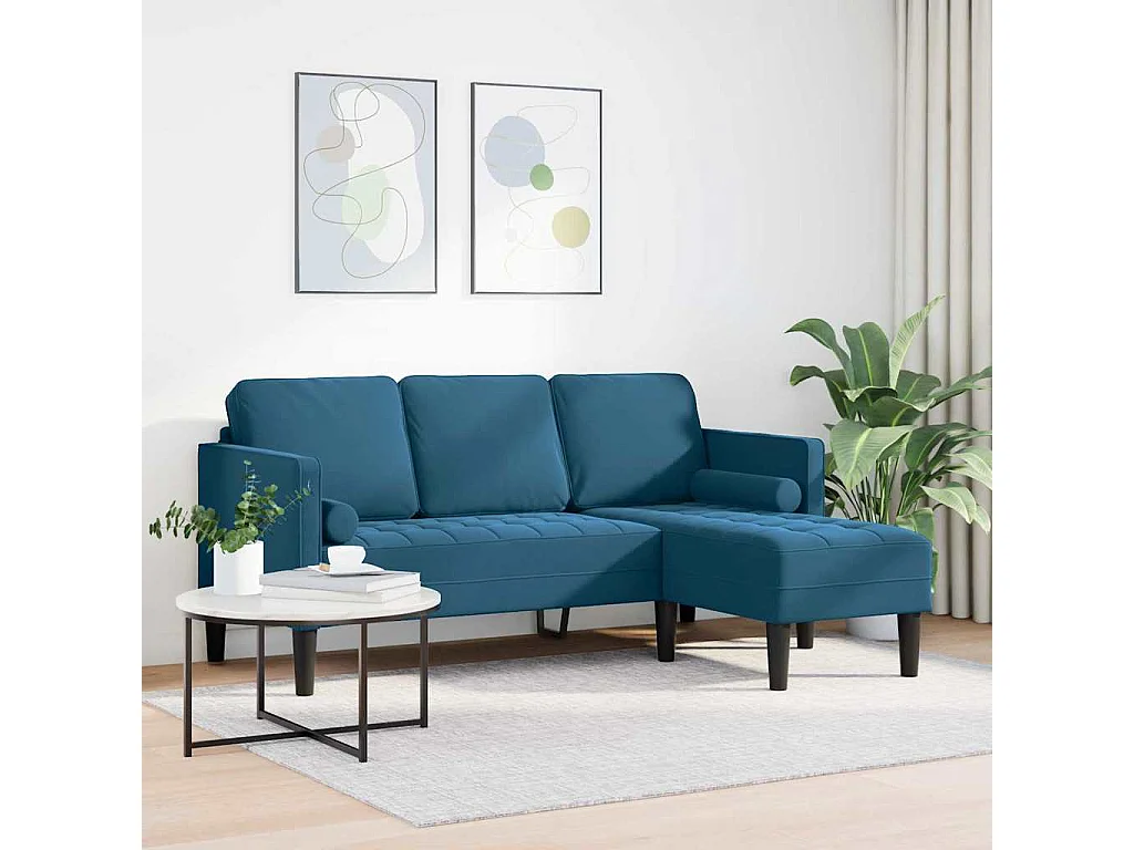 Blauwe bankstel 173 x 131 x 67 cm fluweel