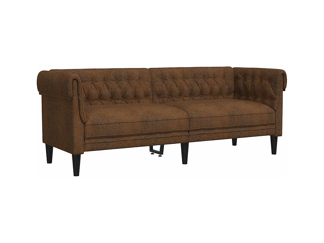 Divano Chesterfield a 3 posti in tessuto marrone