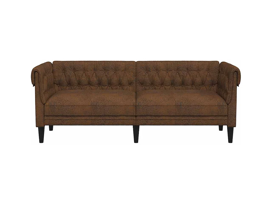 Divano Chesterfield a 3 posti in tessuto marrone