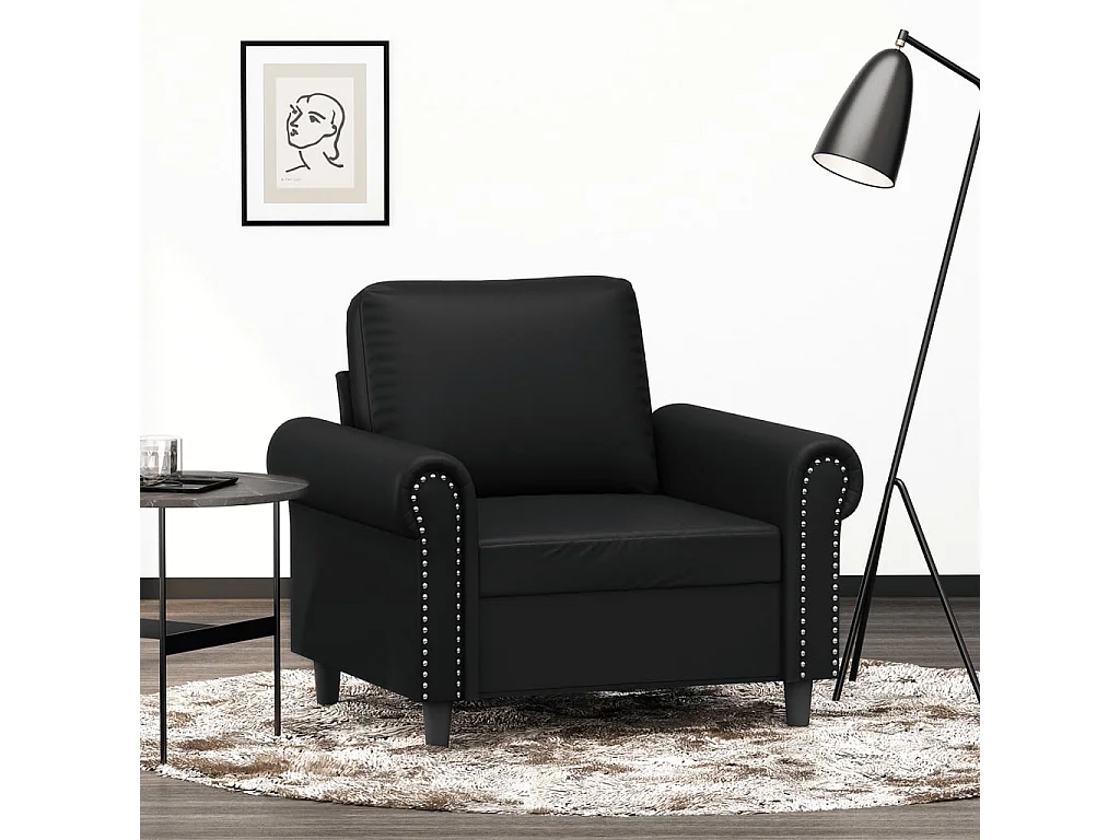 Zwarte fauteuil 60 cm kunstleer