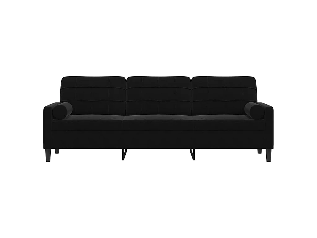 3-Sitzer-Sofa mit Dekokissen schwarz 210 cm Samt