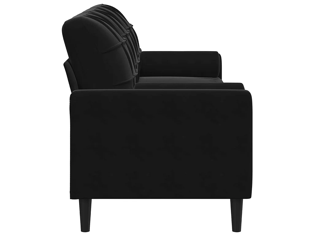 3-Sitzer-Sofa mit Dekokissen schwarz 210 cm Samt