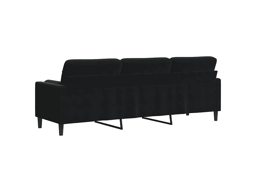 3-Sitzer-Sofa mit Dekokissen schwarz 210 cm Samt
