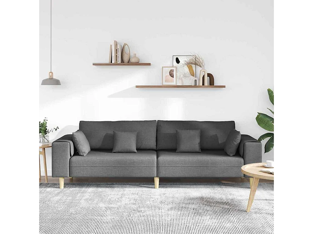 Sofa en tissu avec coussin Gris foncé 208 cm tissu