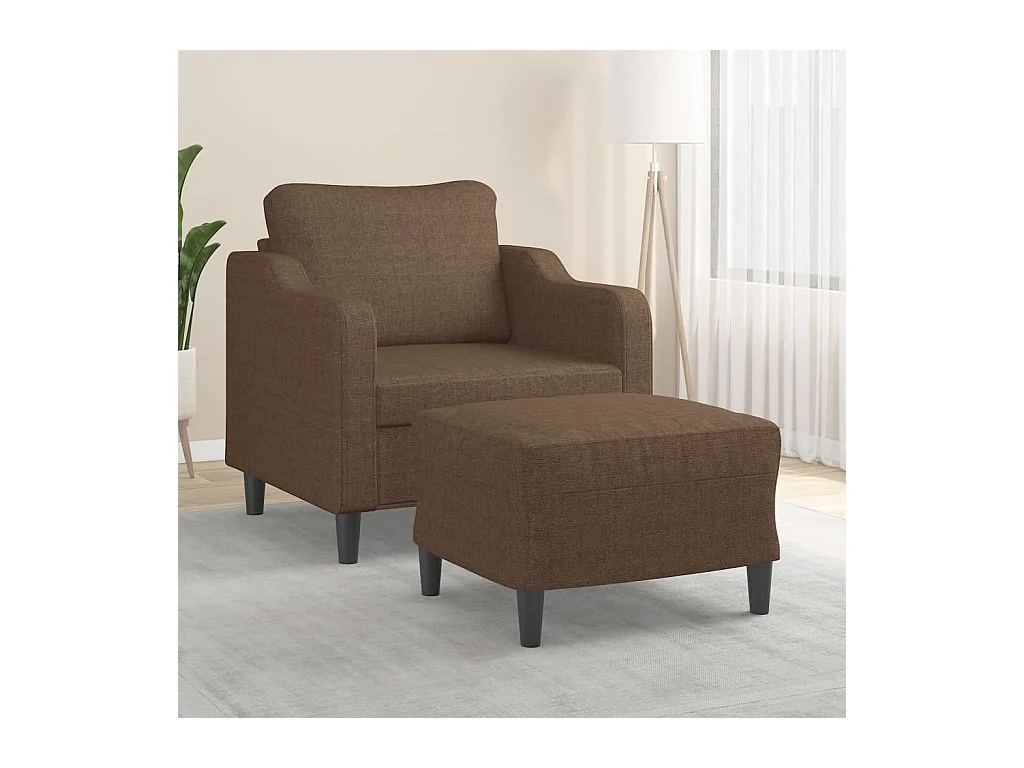 Fauteuil avec repose-pied Marron 60 cm Tissu