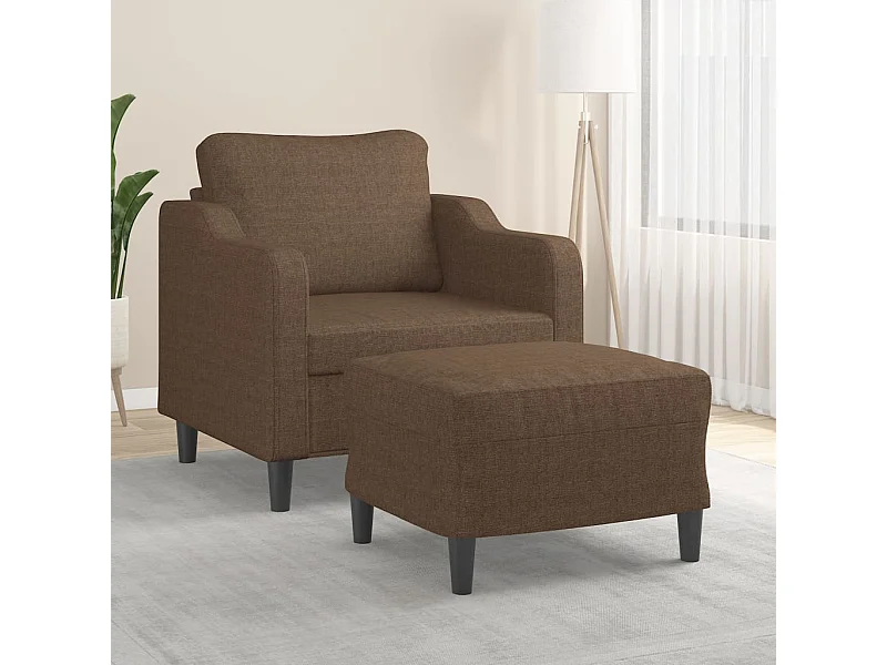 Fauteuil avec repose-pied Marron 60 cm Tissu