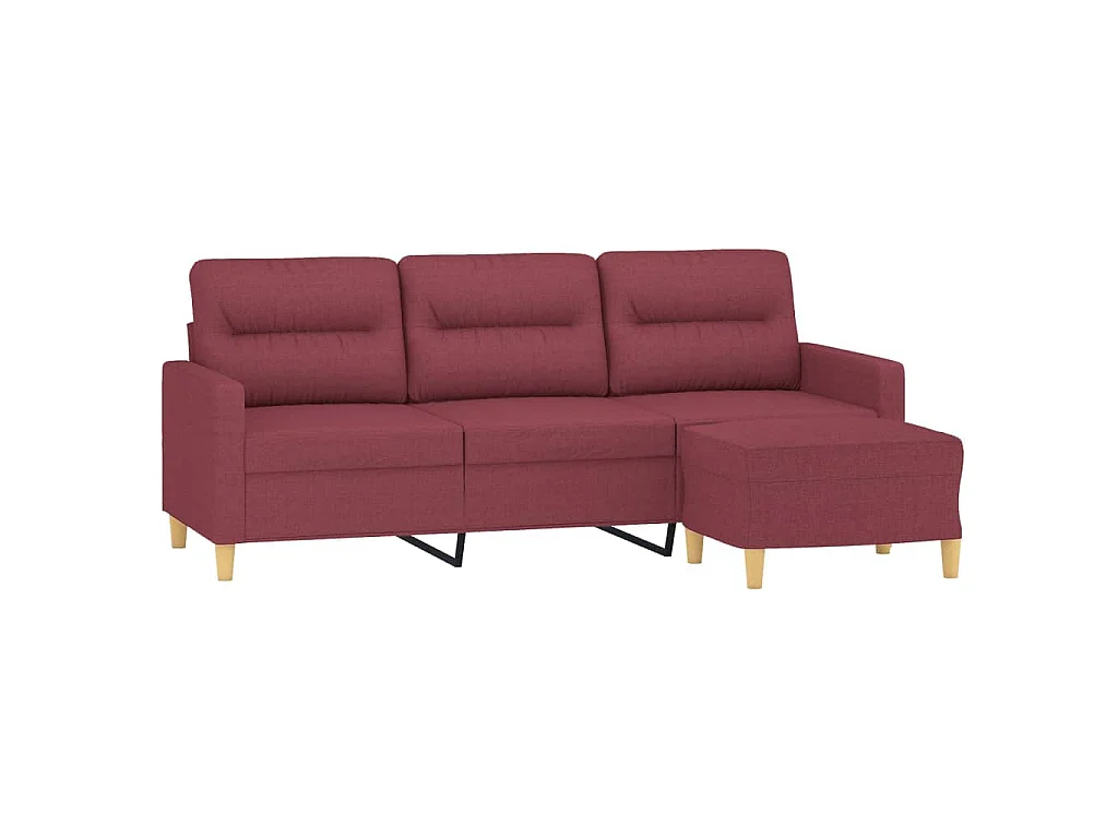 3-Sitzer-Sofa mit Fußhocker Burgunderrot 180 cm Stoff