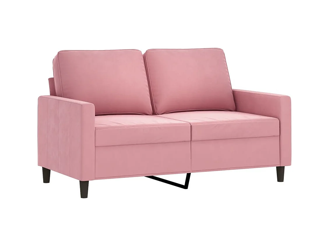 2-delige bankstel met kussens, roze fluweel
