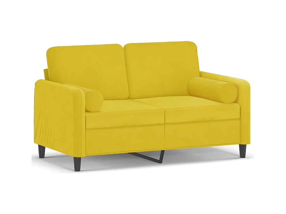 Divano 2 posti con cuscini decorativi giallo 120 cm velluto