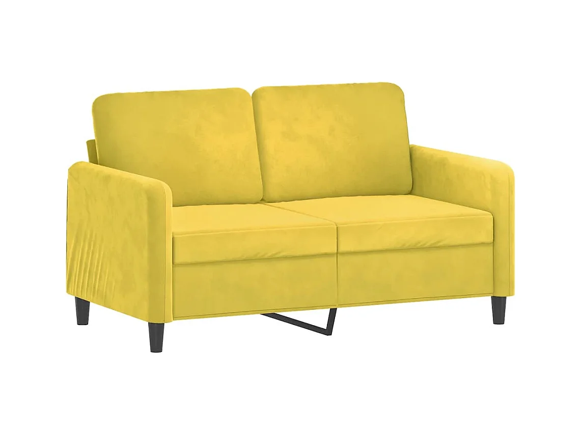 Divano 2 posti con cuscini decorativi giallo 120 cm velluto