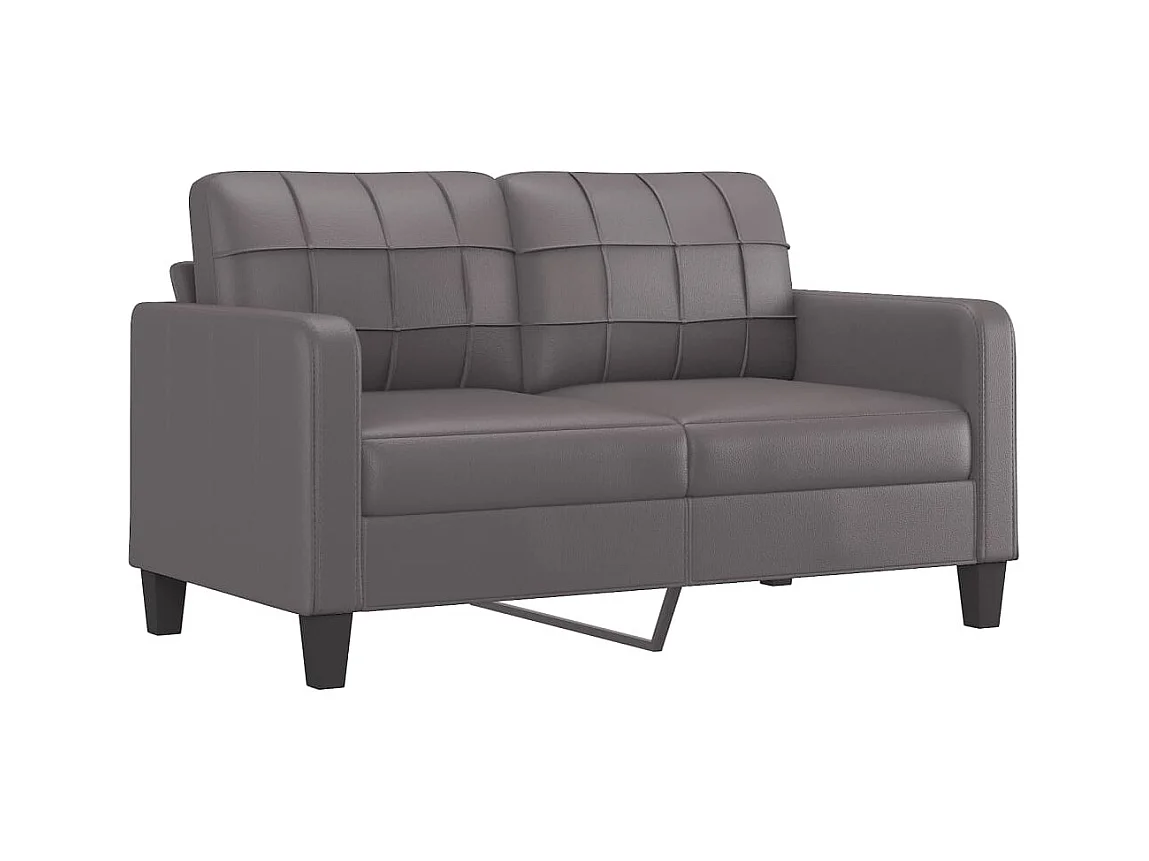 2-delige bankstel met kussens Grijs Kunstleer