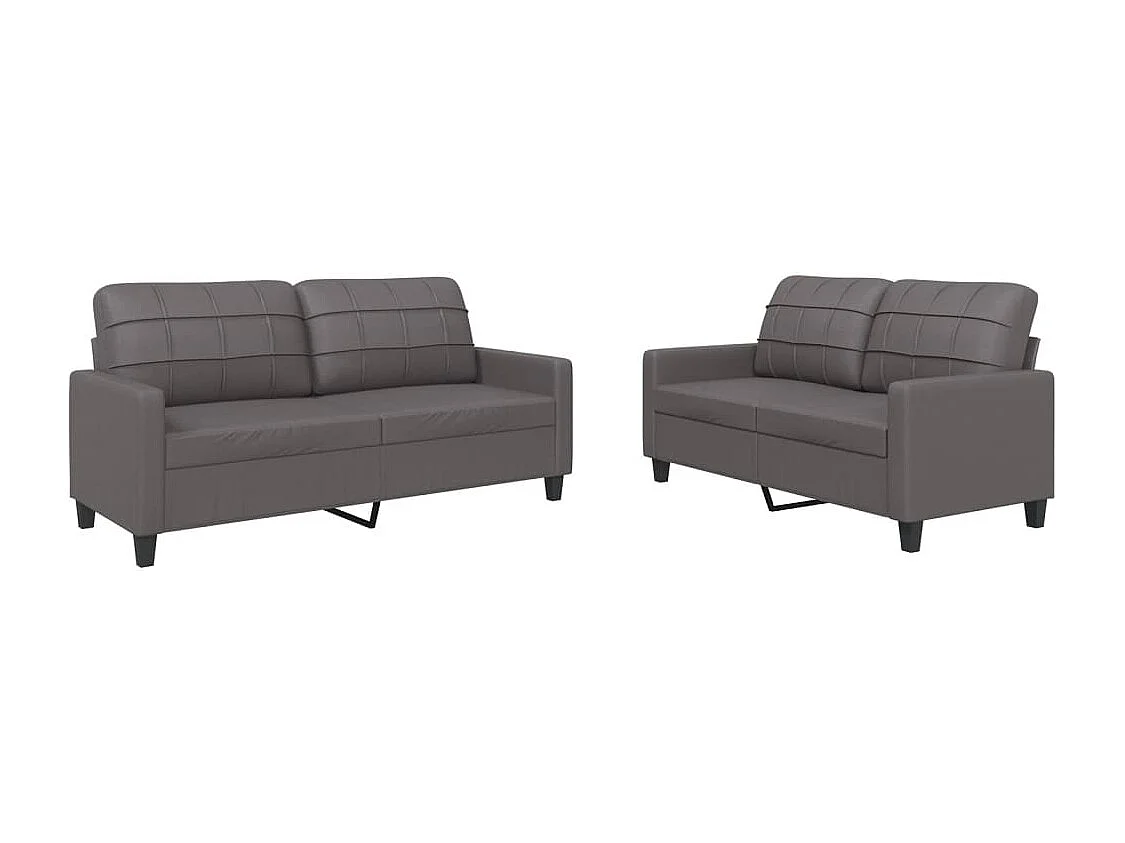 2-teiliges Sofaset mit Kissen Graues Kunstleder