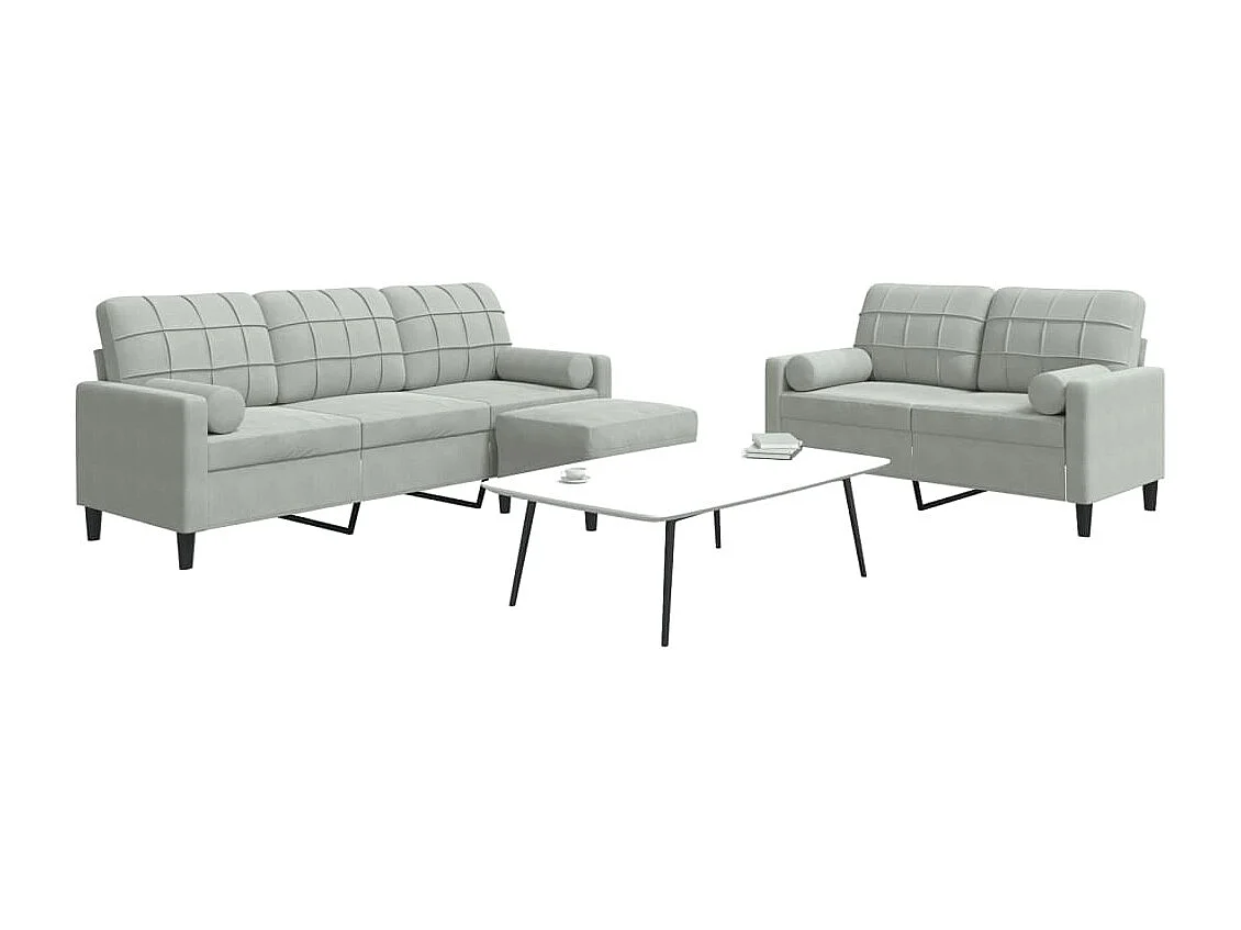 Conjunto de sofá de 3 piezas con cojines y almohadones de terciopelo