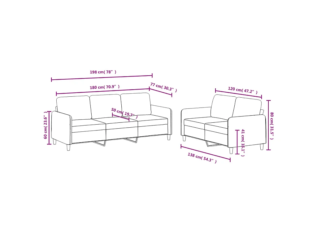 2-teiliges Sofaset aus schwarzem Samt