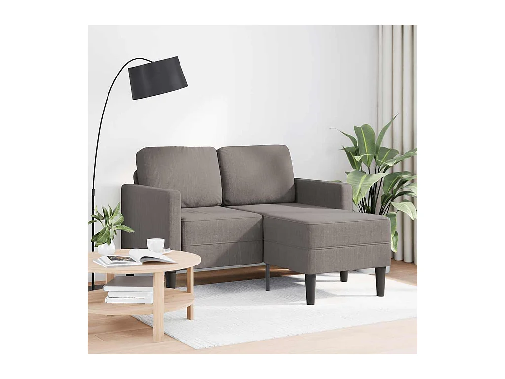 Canapé 2 places avec méridienne en L taupe 125 cm tissu