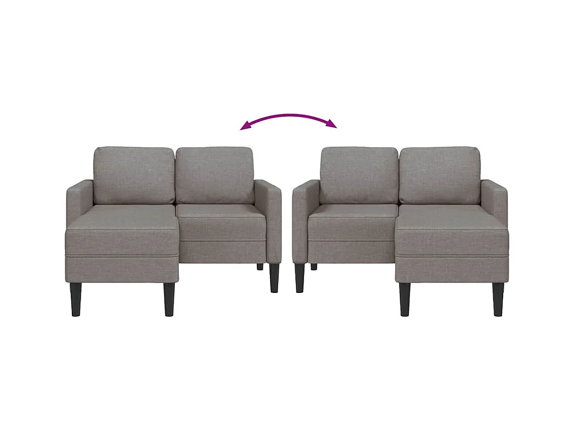 Canapé 2 places avec méridienne en L taupe 125 cm tissu