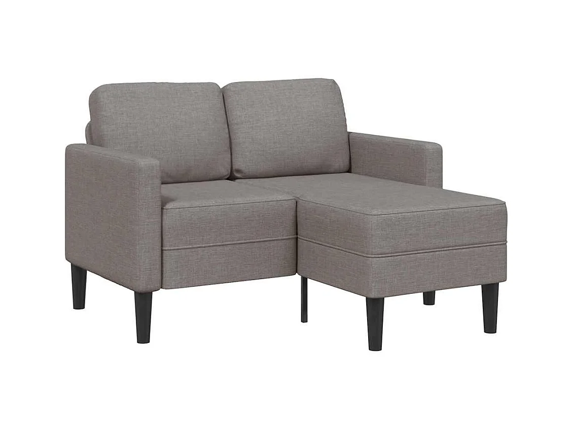 Canapé 2 places avec méridienne en L taupe 125 cm tissu