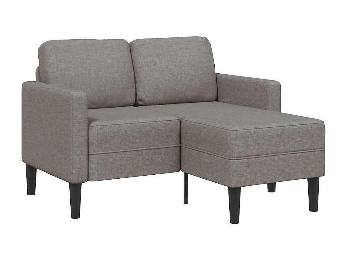 Canapé 2 places avec méridienne en L taupe 125 cm tissu