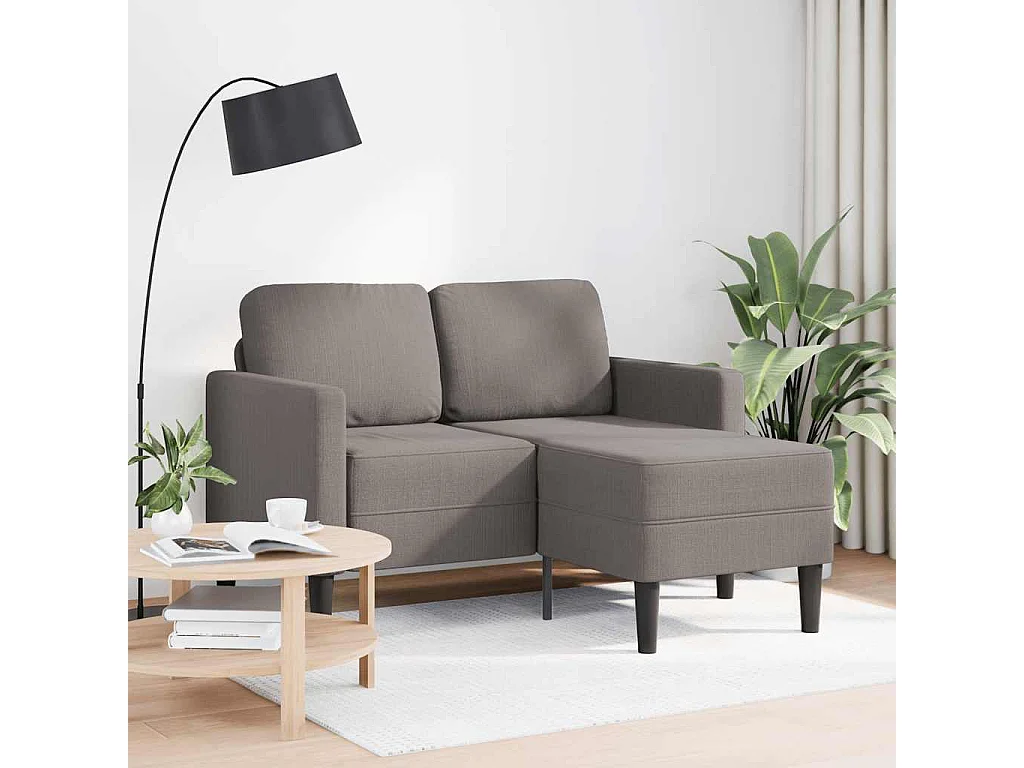 Canapé 2 places avec méridienne en L taupe 125 cm tissu