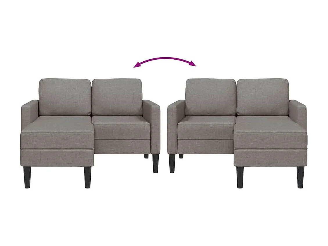 Canapé 2 places avec méridienne en L taupe 125 cm tissu