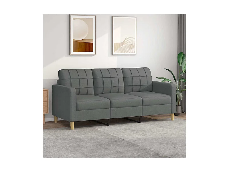 Sofá 3 plazas Gris oscuro 180 cm Tela