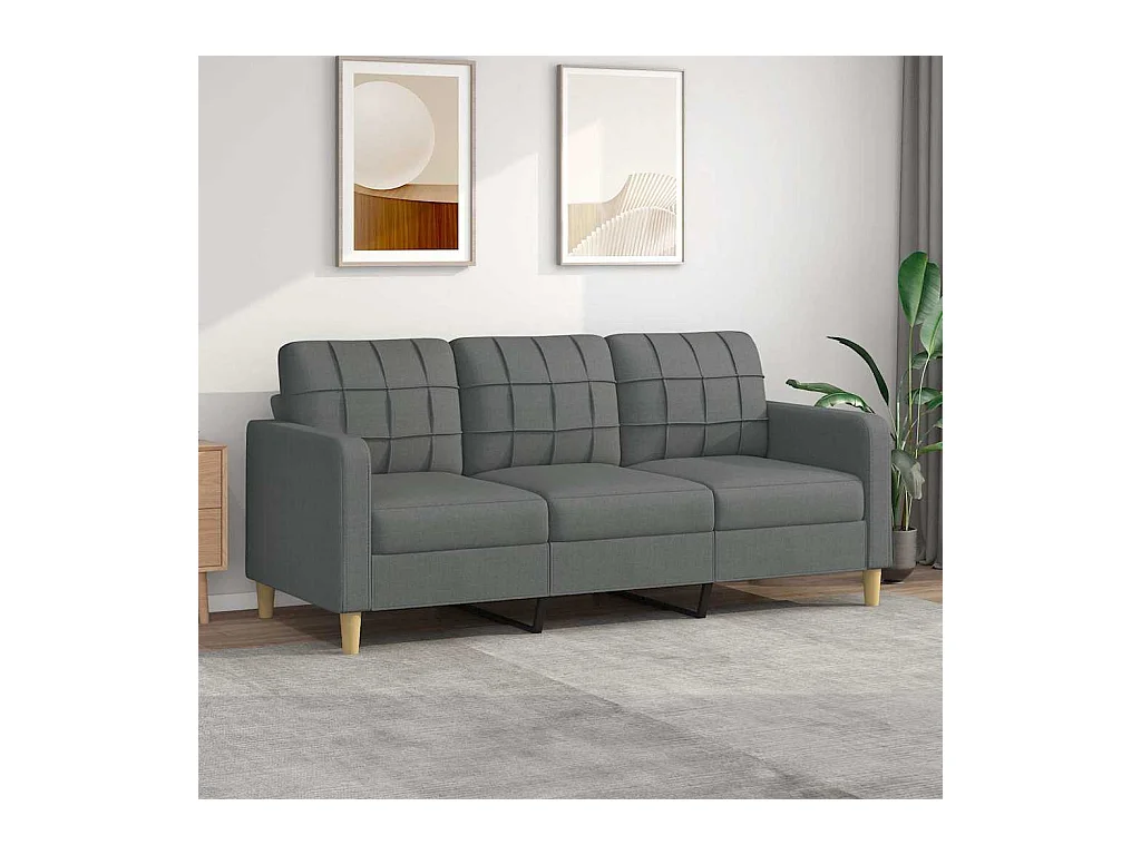 Divano 3 posti Grigio scuro 180 cm Tessuto