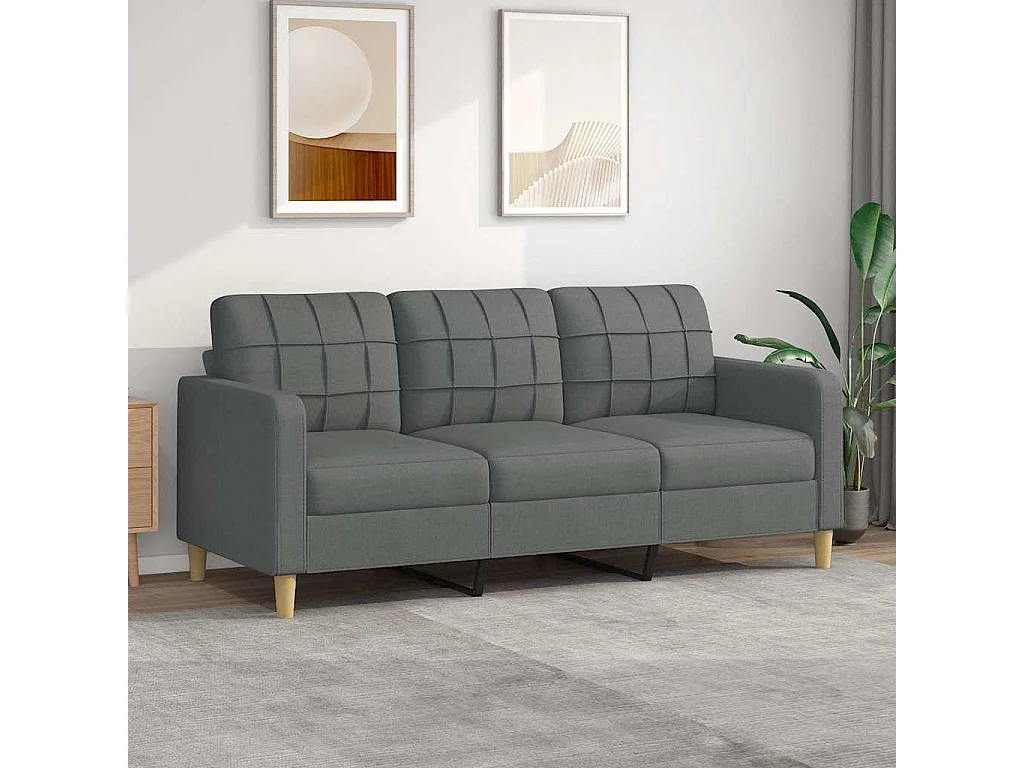 Canapé à 3 places Gris foncé 180 cm Tissu