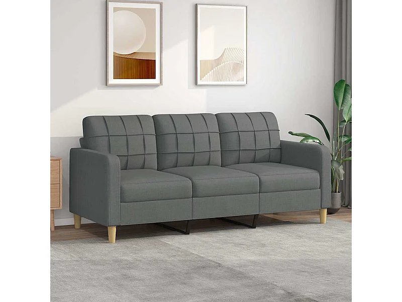 Canapé à 3 places Gris foncé 180 cm Tissu