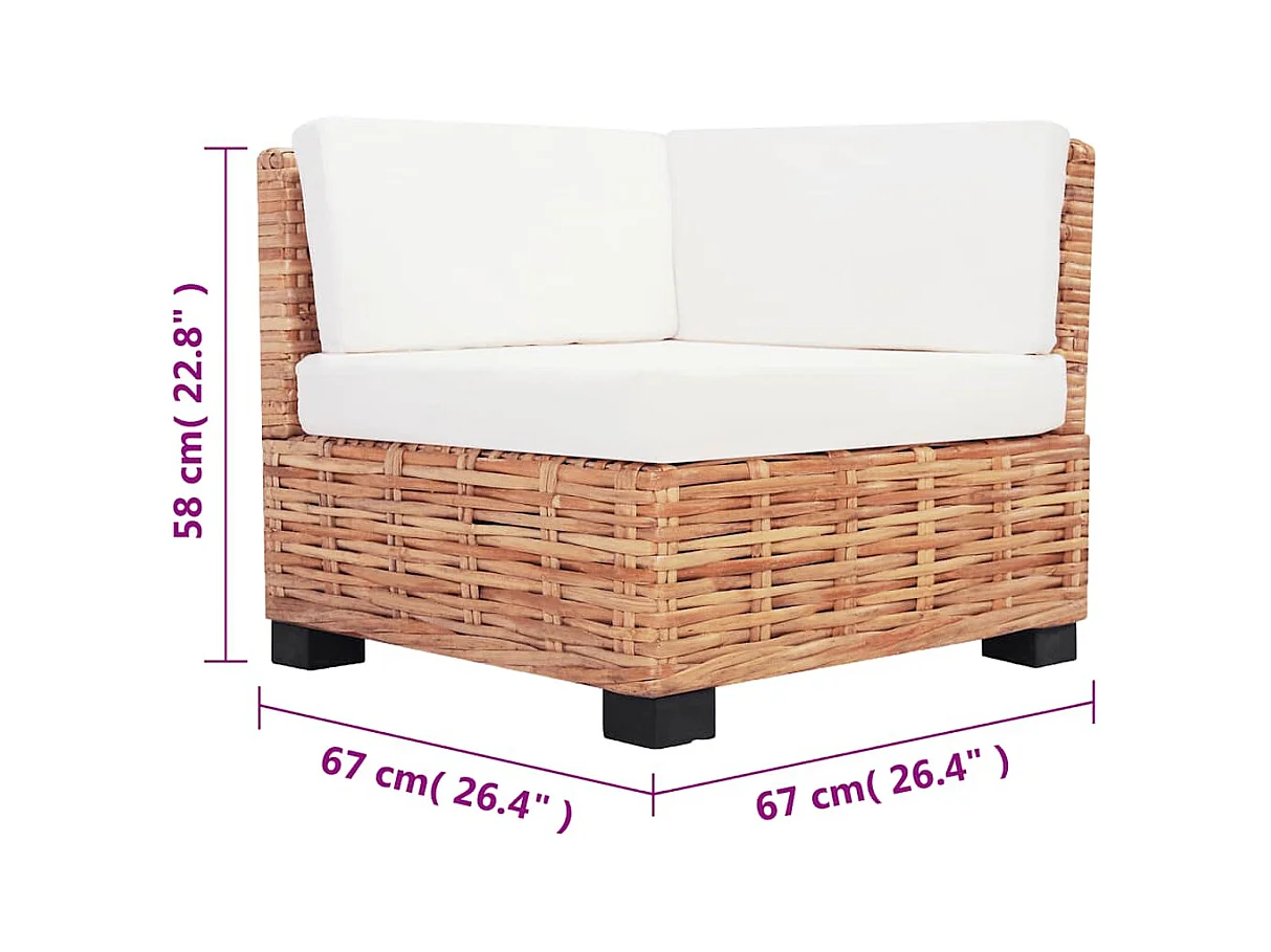 Set di divani da 16 pezzi in rattan naturale