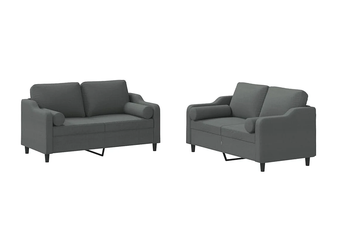 Ensemble de canapés 2 pcs coussins gris foncé tissu