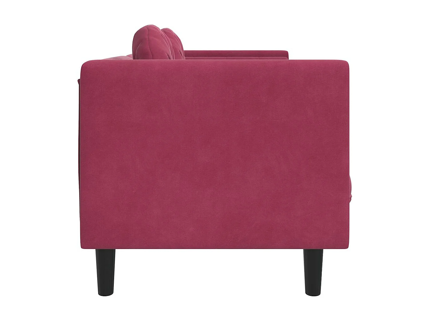 Sofá de 3 plazas con cojines de terciopelo rojo burdeos